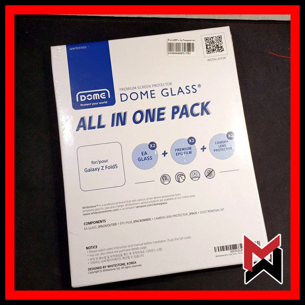 Whitestone Dome Z Fold 5 or 4 - All In one Pack - Tempered Glass + EPU Film Combo + Camera