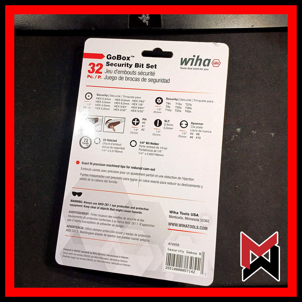 Wiha 74958 32 Piece GoBox Security Bit Set with Mini Ratchet