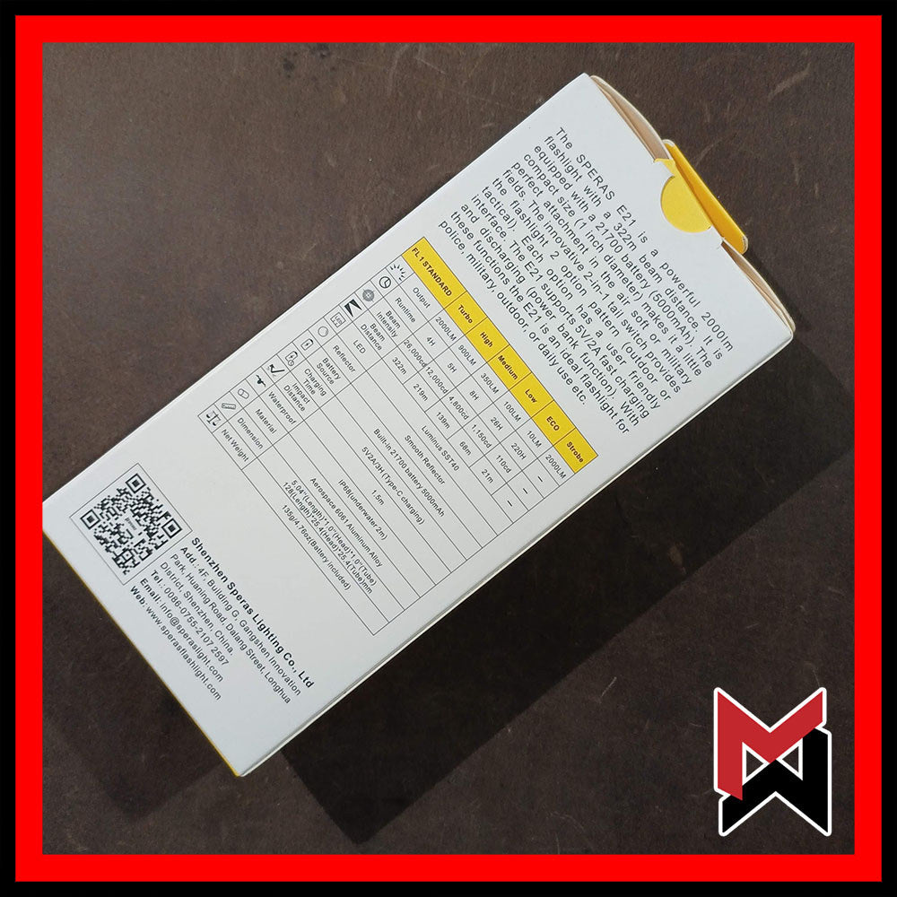 Speras - E21 - Black - 2000LM EDC Tactical 2-in-1 Rechargeable Flashlights