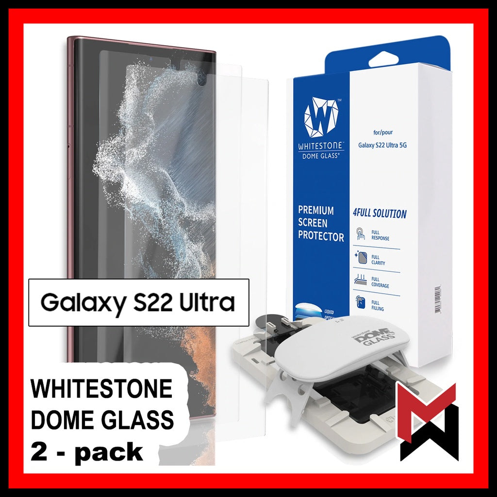 (2 Pack) Whitestone Dome Galaxy S22 Ultra Samsung -  Tempered Glass - Whitestonedome