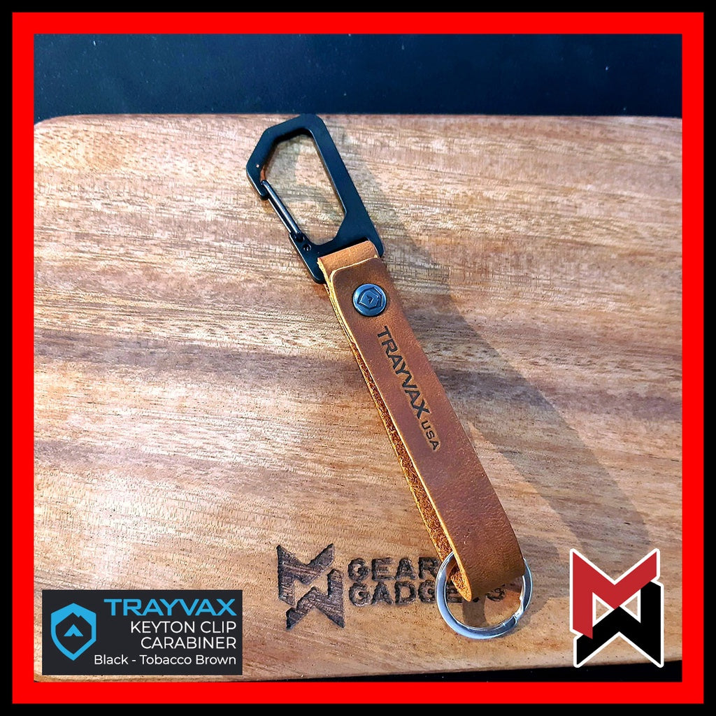 Trayvax Keyton Clip Carabiner - Tobac Brown Leather - Keychain