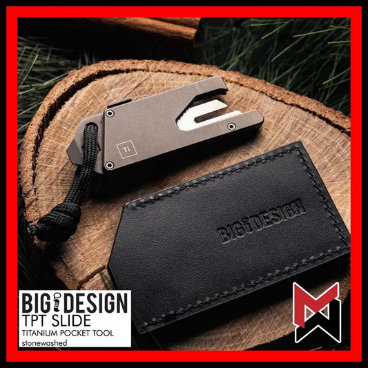 BIGiDESIGN - TPT Slide w/ Leather Sheath - Titanium Pocket Tool - Big Idea Design