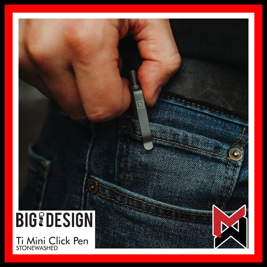 BIGiDESIGN - Ti Mini Click Pen - Stonewashed Titanium - Big Idea Design