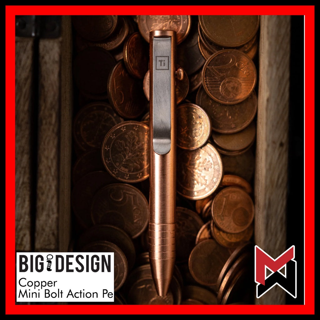 BIGiDESIGN - Copper Mini Bolt Action Pen w/ extra Damascus Bolt - Big Idea Design