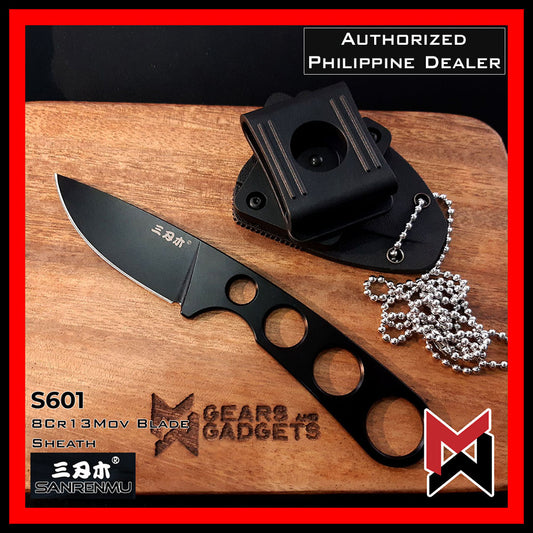 Sanrenmu S601 / 7130 - Satin Black 8cr13 Stainless - Full Tang Fixed Blade Neck Knife