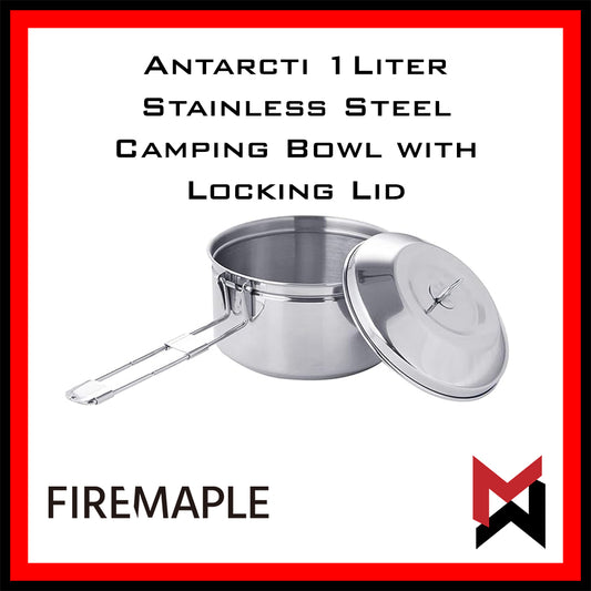 FireMaple Antarcti 1.0 Liter Stainless Steel Pot - Camping Bowls with Locking Lid, Camping Cook Pot