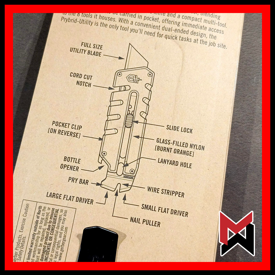 Gerber Prybrid Utility - Burnt Orange - Prybar - Utility Blade Package Opener Box Cutter