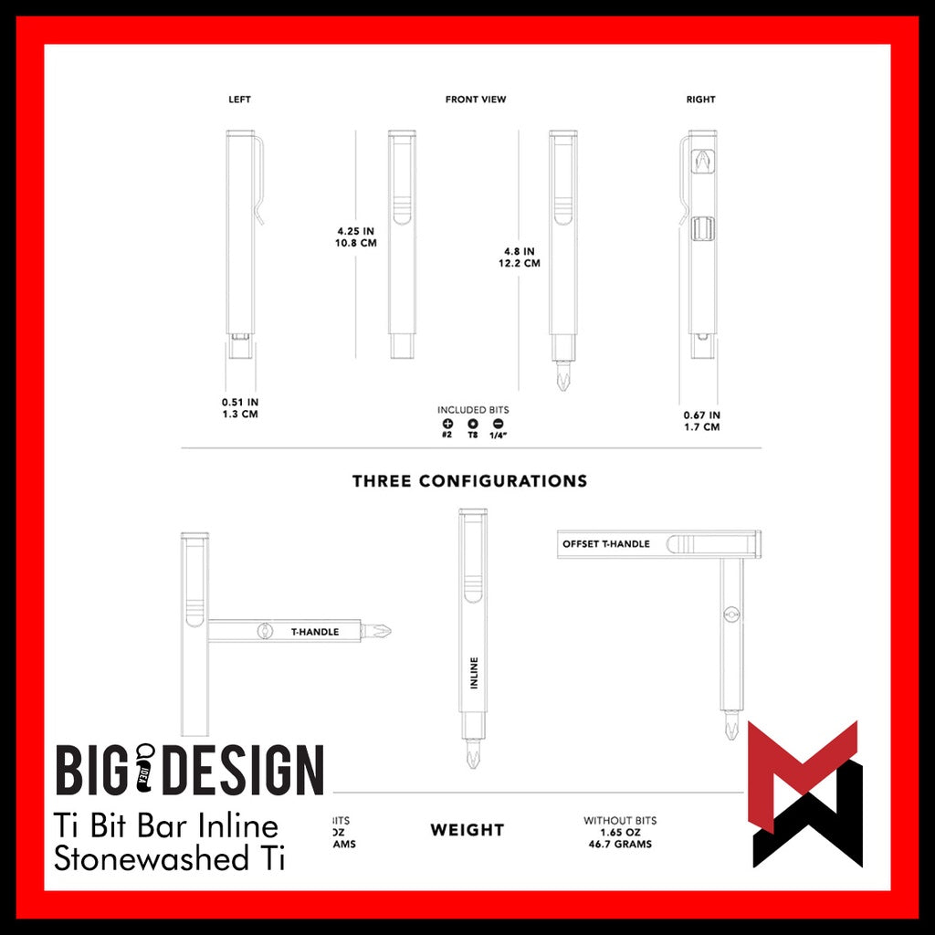 BIGiDESIGN - Bit Bar Inline - Stone Washed Ti - Bitbar Titanium