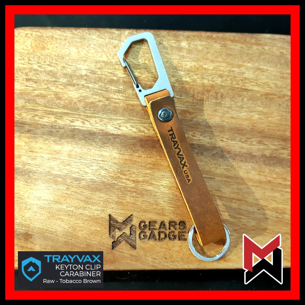 Trayvax Keyton Clip Carabiner - Tobac Brown Leather - Keychain