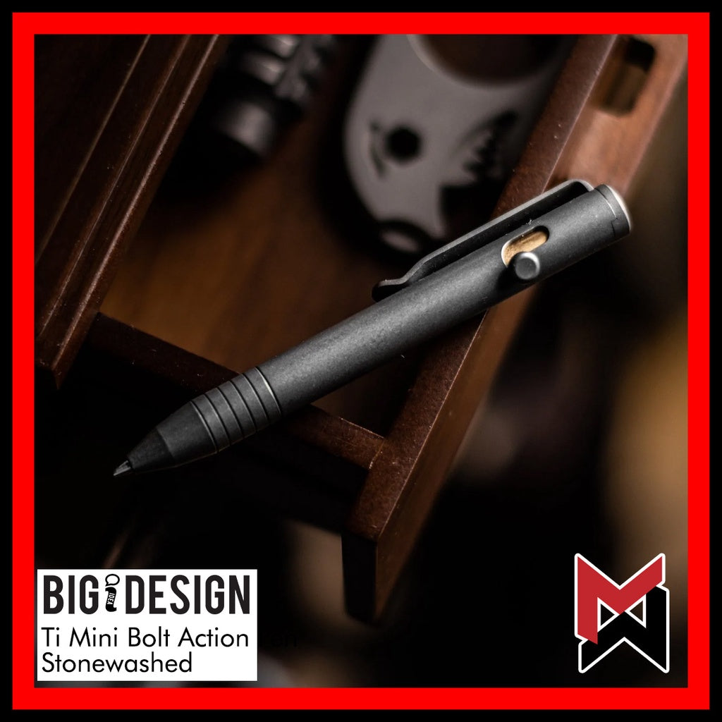 BIGiDESIGN - Ti Mini Bolt Action Pen - Stonewashed - Titanium Stonewashed - Big Idea Design