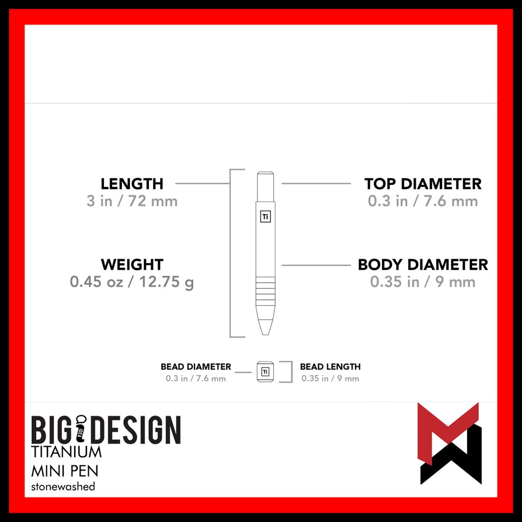 BIGiDESIGN - Ti Mini Pen - Stonewashed - Titanium - Big Idea Design