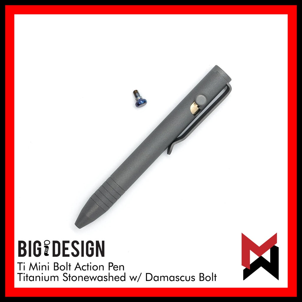 BIGiDESIGN - Ti Mini Bolt Action Pen - Stonewashed - Titanium Stonewashed - Big Idea Design