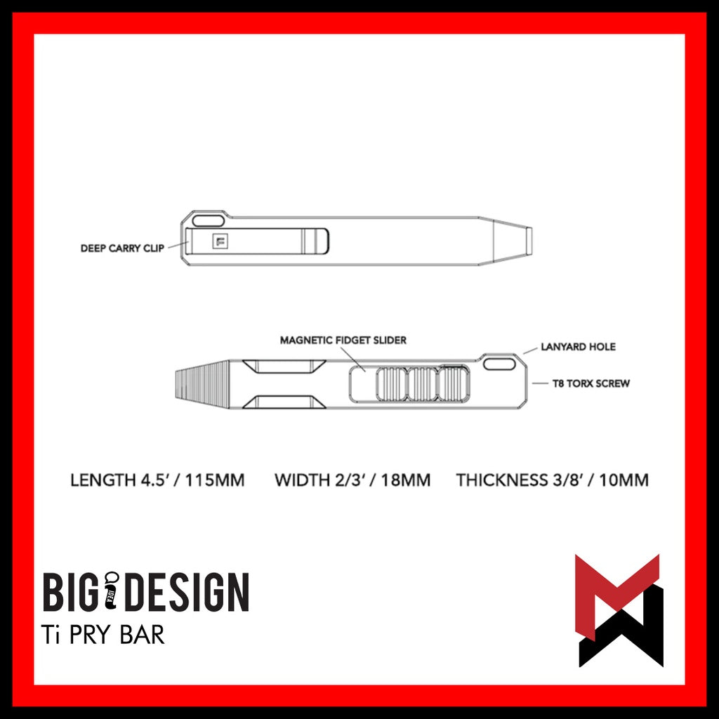 BIGiDESIGN - Ti Pry Bar - Stonewashed - Titanium Prybar