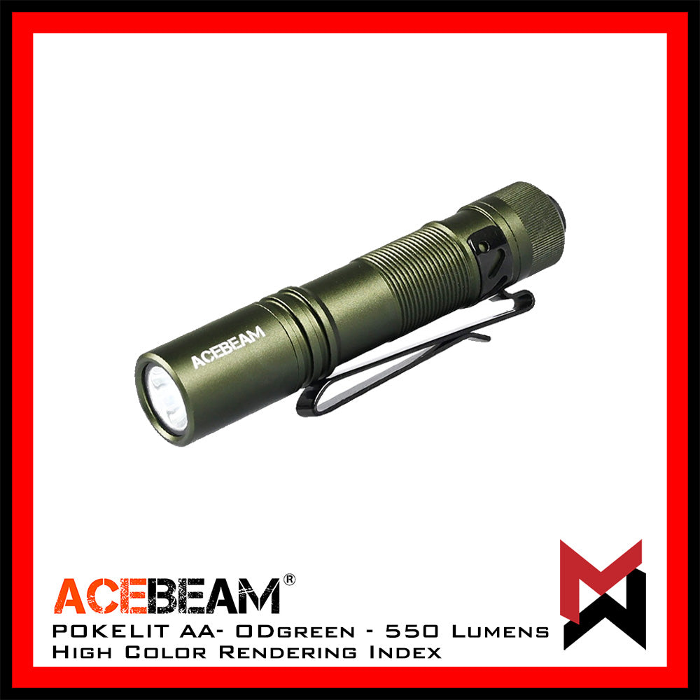 Acebeam Pokelit AA - Led Flashlight - Grey High 1000 Lumens / OD Green High CRI