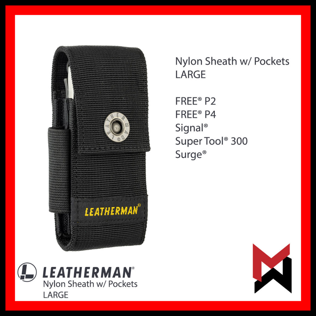 Leatherman Nylon Sheath w/ Pockets MEDIUM for Charge, Kick, Rebar, Rev, Skeletool, Sidekick, Wave