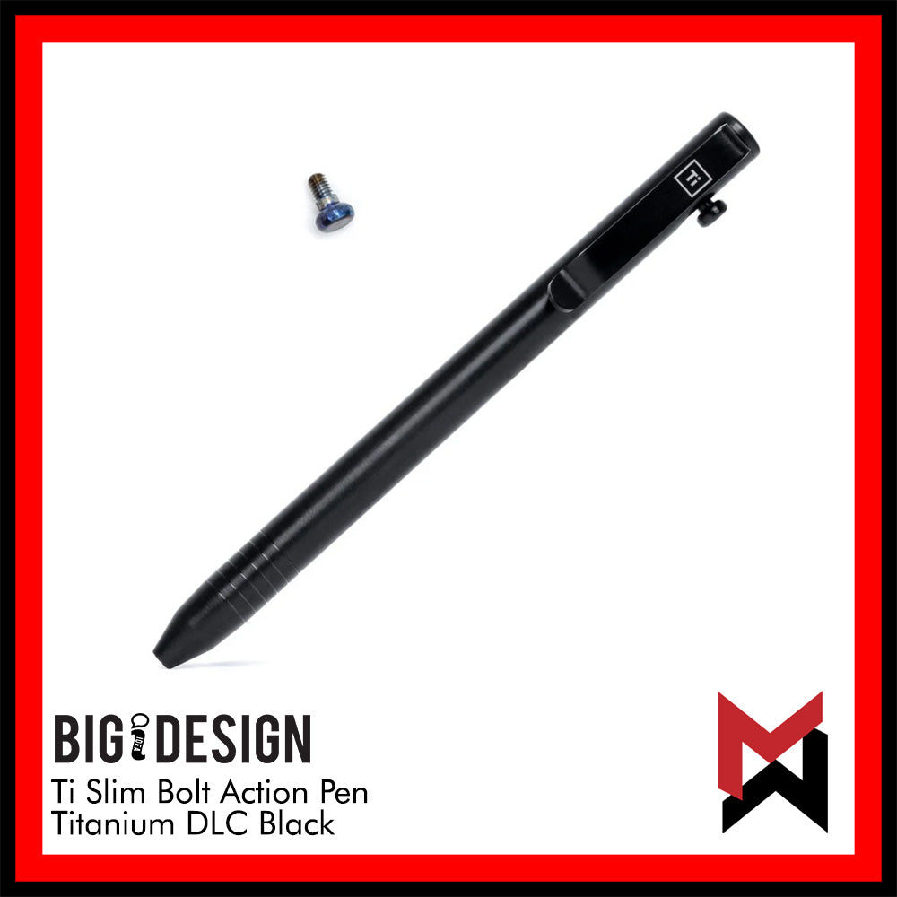 BIGiDESIGN - Ti Slim Bolt Action Pen Black - Titanium DLC Black - Big Idea Design