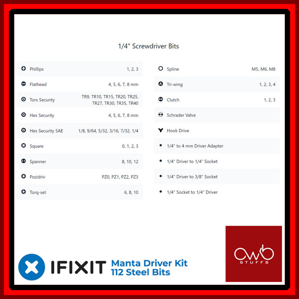 iFixit - Manta Universal Kit - 112 Bit Kit w/ Security Bits