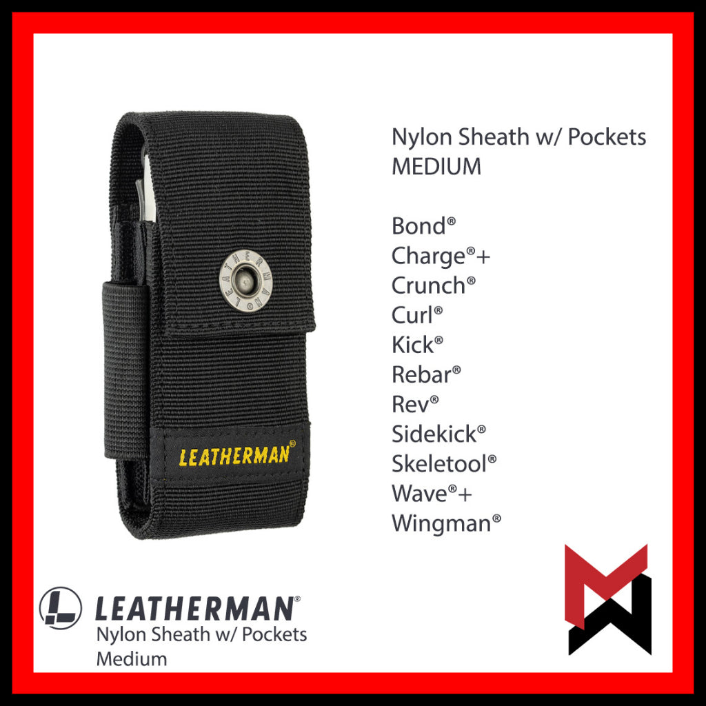 Leatherman Nylon Sheath w/ Pockets MEDIUM for Charge, Kick, Rebar, Rev, Skeletool, Sidekick, Wave