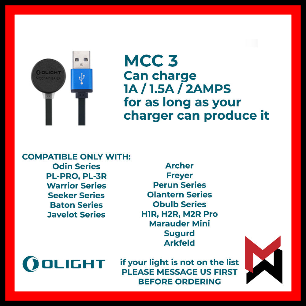 Olight MCC 1A Magnetic Charging Cable Dock - Baton Pro / S1R / Seeker / Warrior Mini Pro / M2R MCC1A