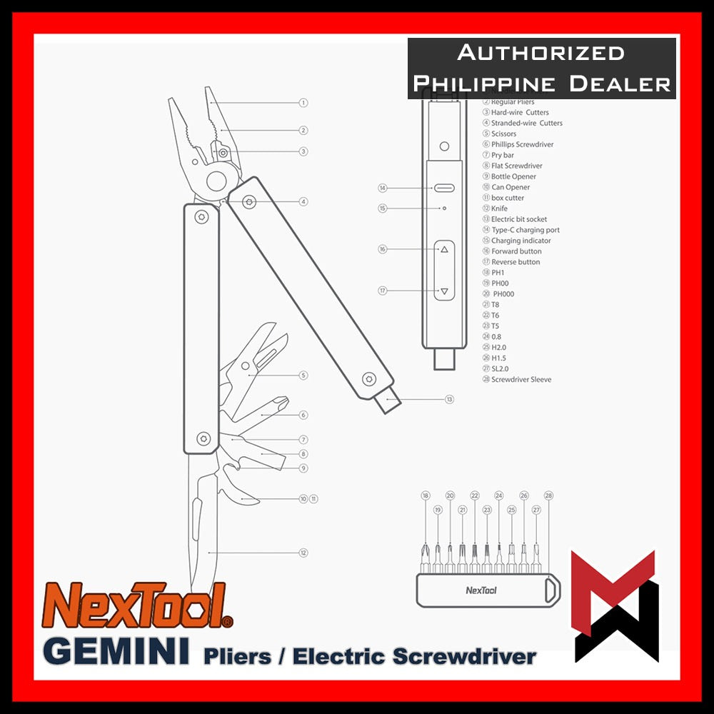 Nextool - Gemini - Pliers Multitool w/ Electric Screwdriver