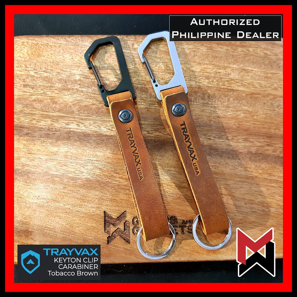 Trayvax Keyton Clip Carabiner - Tobac Brown Leather - Keychain