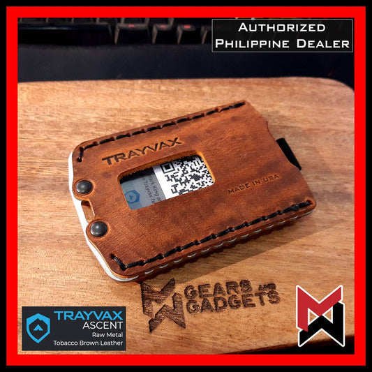 Trayvax - Ascent Wallet - Raw Metal - Tobacco Brown Leather