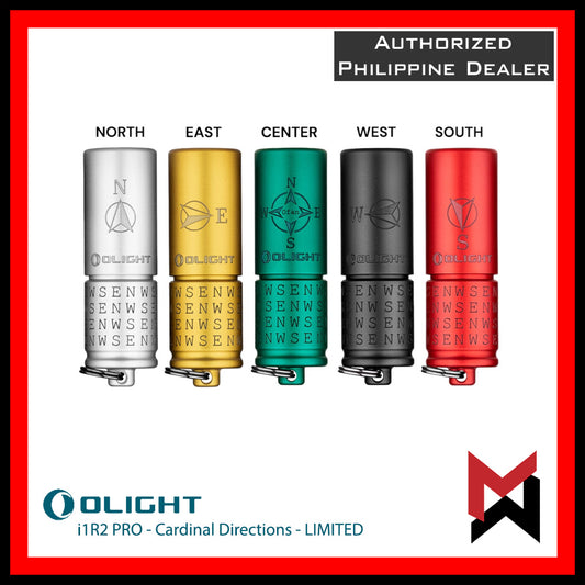 Olight i1R2 PRO Cardinal - NORTH Silver SOUTH red EAST Gold WEST Black CENTER Green LED Flashlight