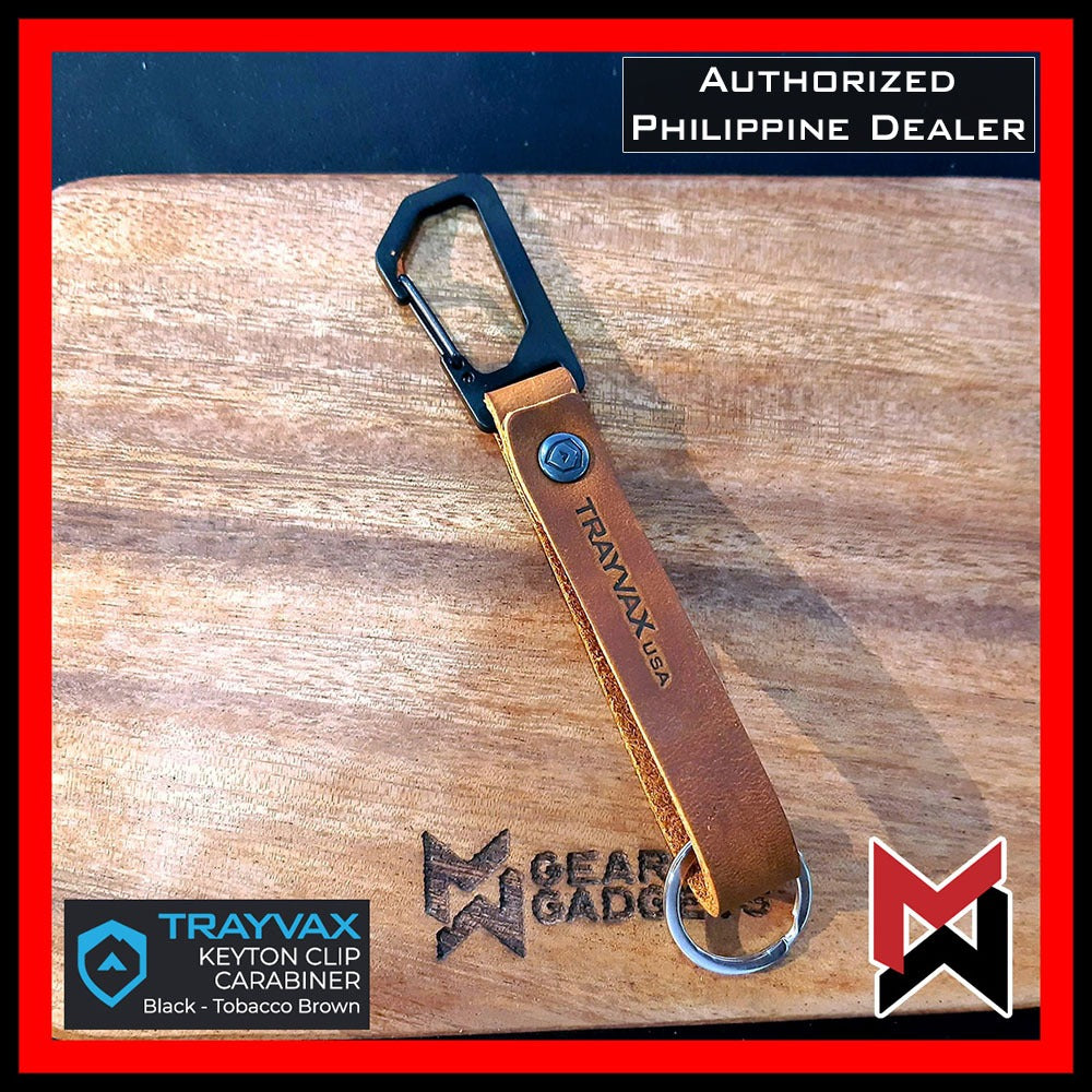 Trayvax Keyton Clip Carabiner - Tobac Brown Leather - Keychain