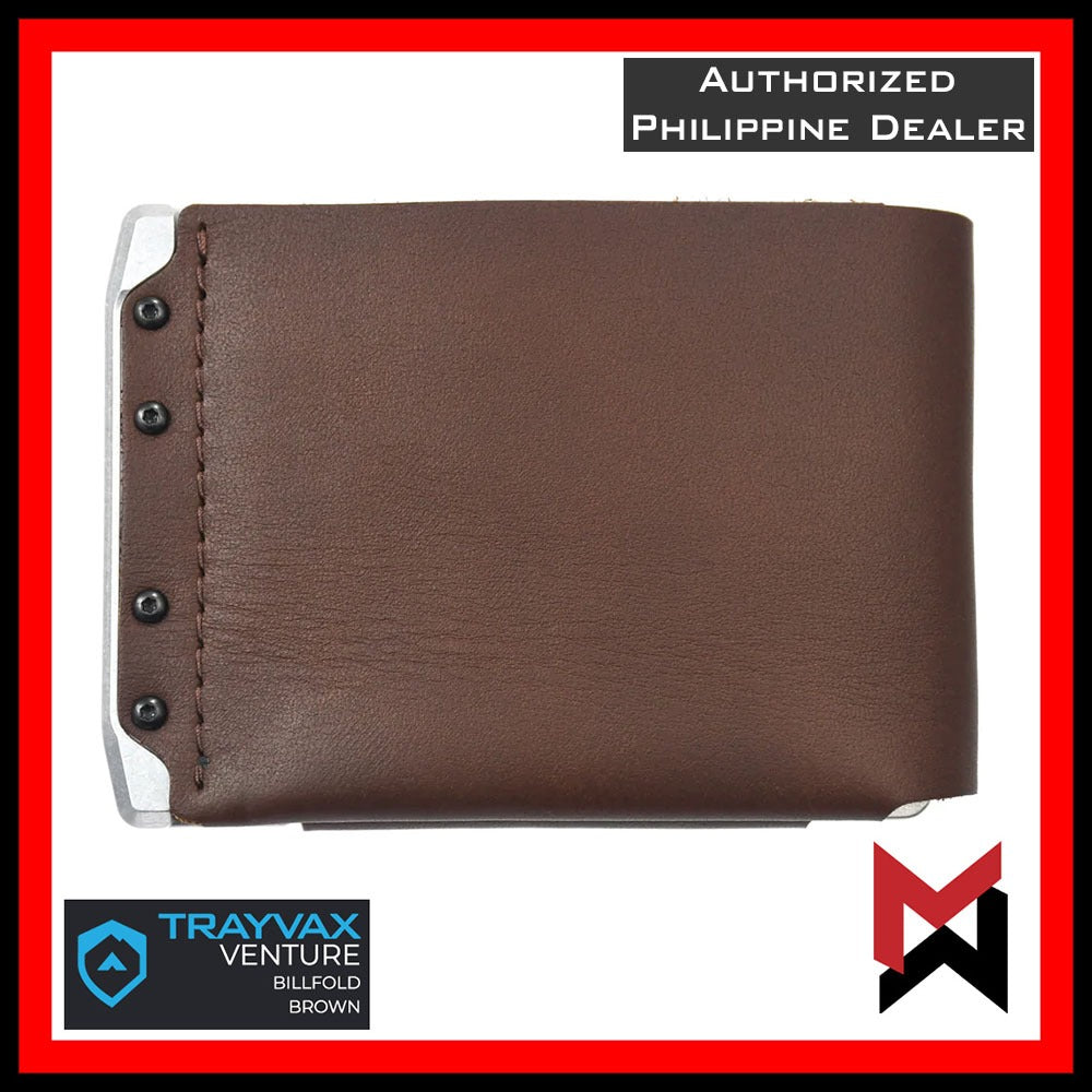 Trayvax Venture Billfold Wallet - Brown - Minimalist Bifold EDC Wallet