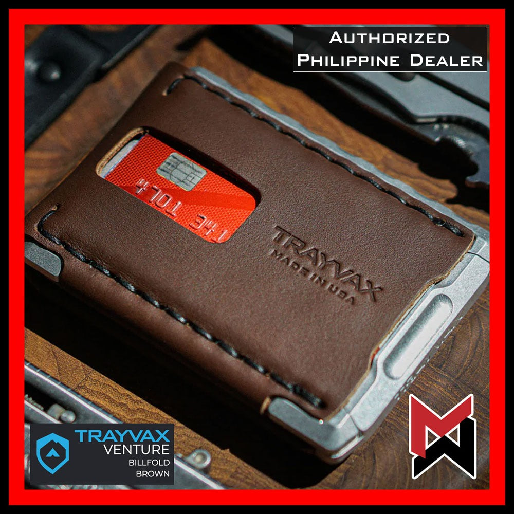 Trayvax Venture Billfold Wallet - Brown - Minimalist Bifold EDC Wallet