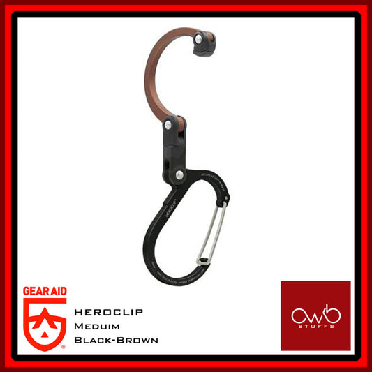 GearAid HEROCLIP Carabiner Hook Clip - Medium - Brown/Black - Hero Clip