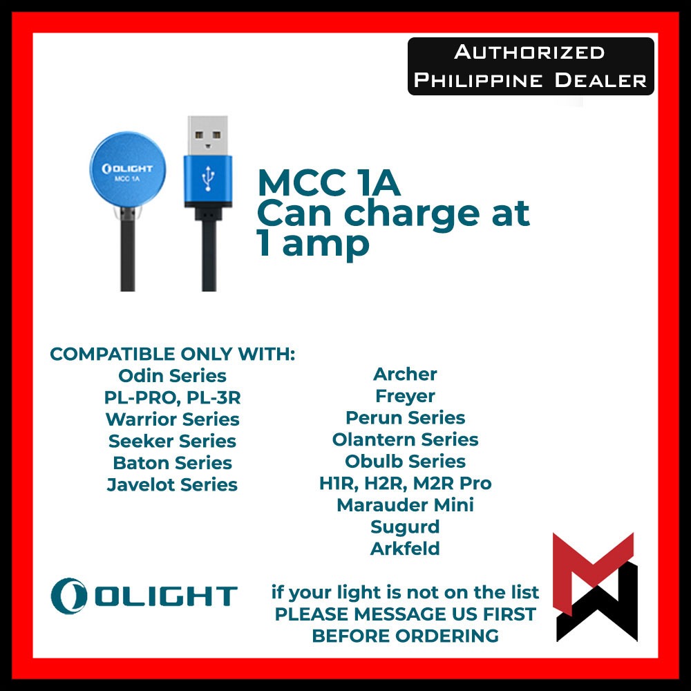 Olight MCC 1A Magnetic Charging Cable Dock - Baton Pro / S1R / Seeker / Warrior Mini Pro / M2R MCC1A