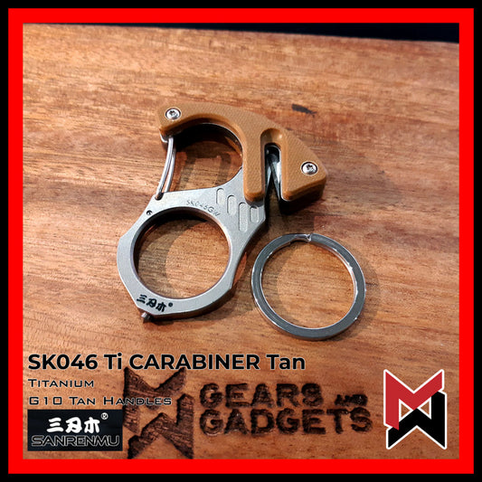 Sanrenmu - Ti Titanium Carabiner Keychain - Tan G10 - SK046