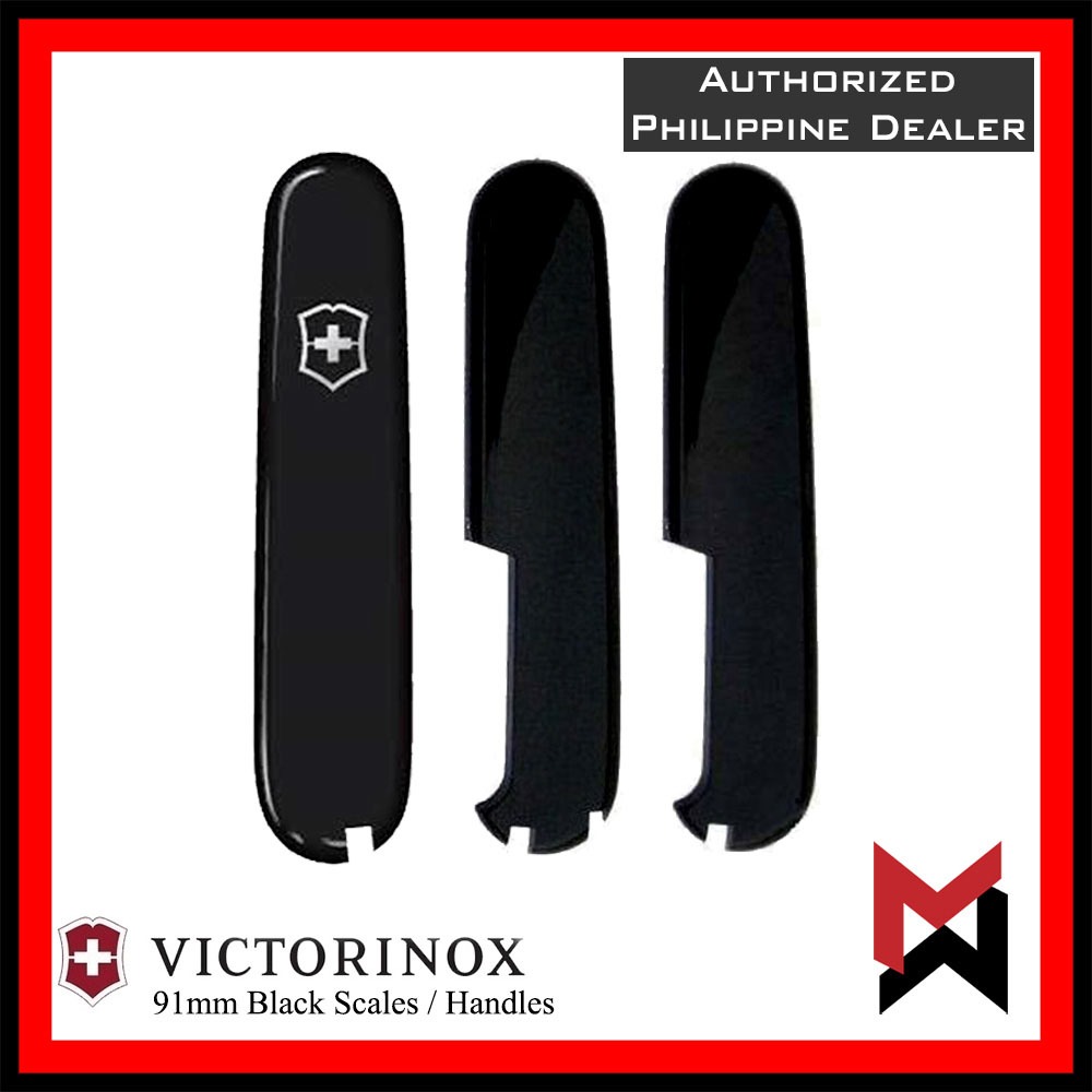 Victorinox BLACK 91mm Scale / Handle / Pen - Front Back / 1 - 2 Slots Scales Handles Replacement