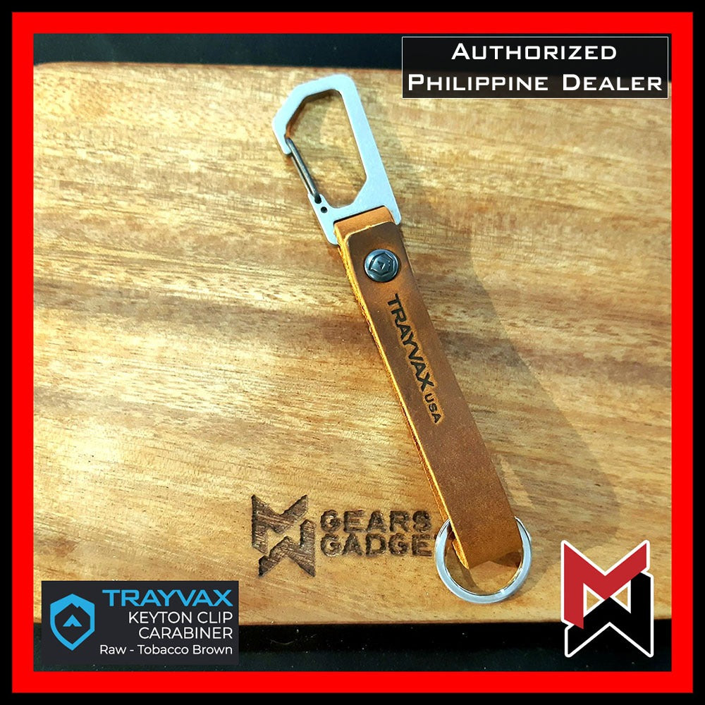 Trayvax Keyton Clip Carabiner - Tobac Brown Leather - Keychain