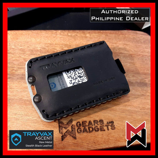 Trayvax - Ascent Wallet - Raw Metal - Stealth Black Leather