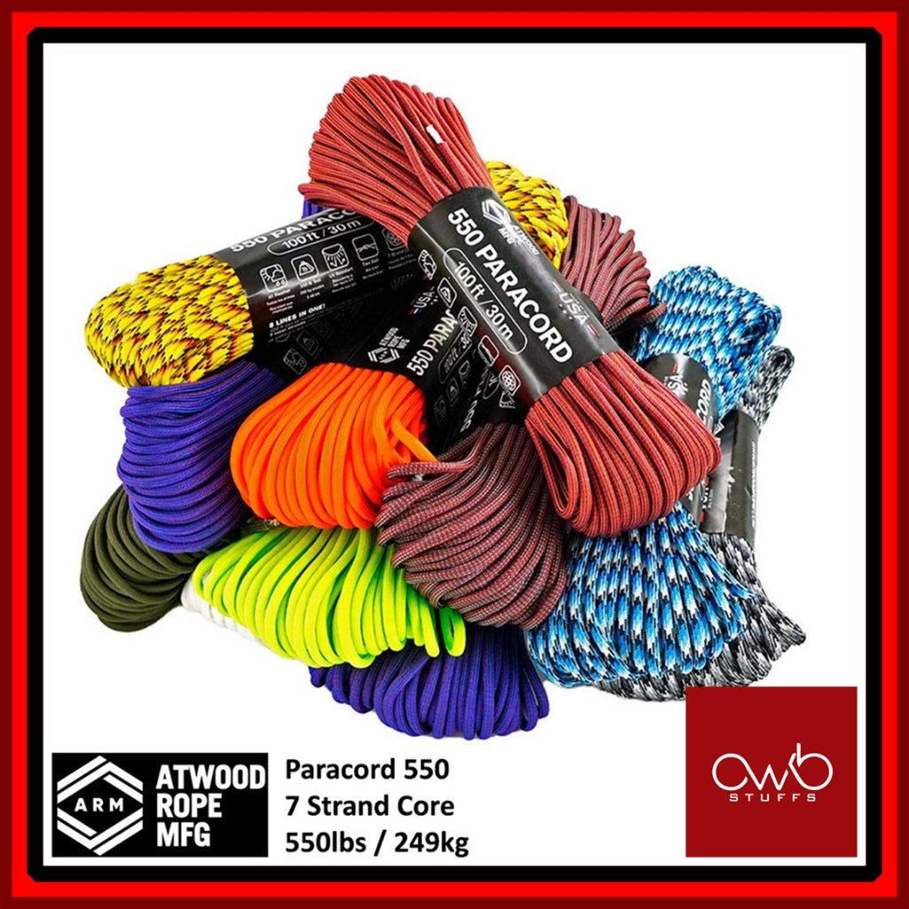 Atwood USA - Paracord 550 - 10ft Length - Plain Colors