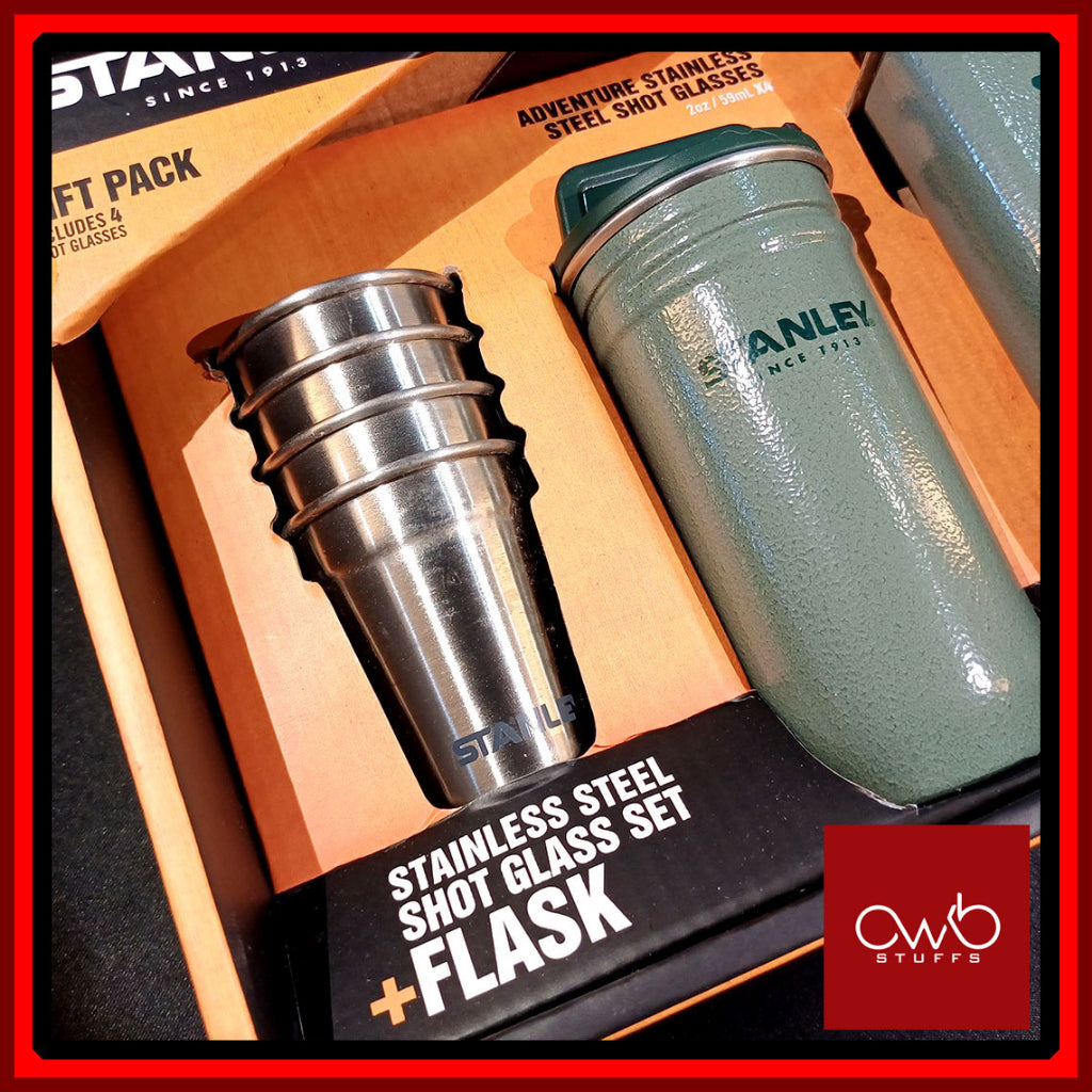 Stanley - Adventure Pre Party Shot Glass + Flask Set - Hammertone Green