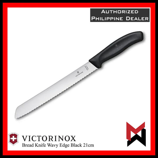 Victorinox Bread Knife - 21cm - Wavy Edge Black - 6.8633.21B