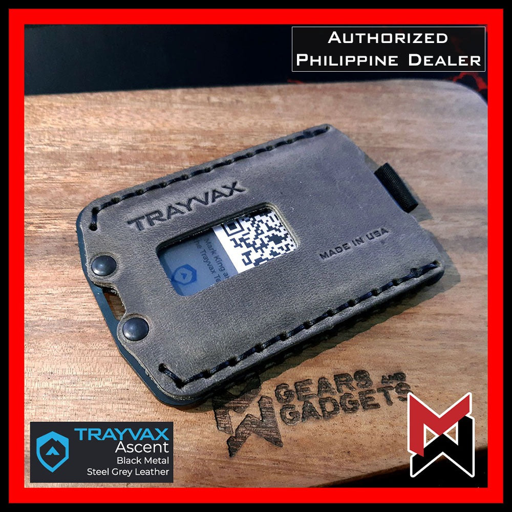 Trayvax - Ascent Wallet - Black Metal - Steel Grey Leather