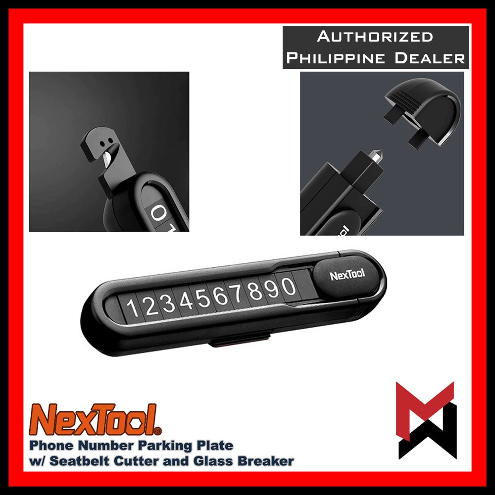 NexTool - Phone Number Parking Plate w/ Seatbelt Cutter and Glass Breaker