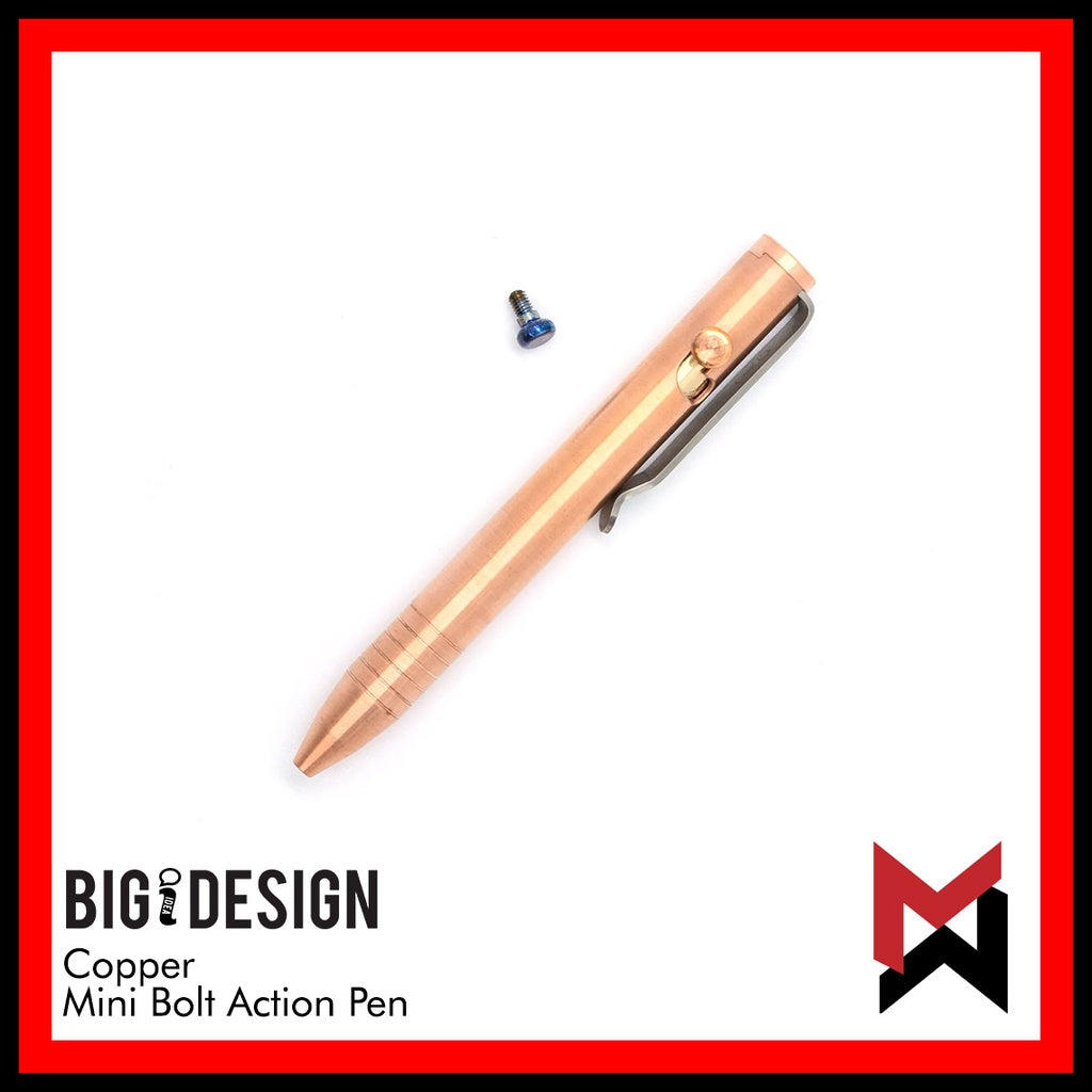 BIGiDESIGN - Copper Mini Bolt Action Pen w/ extra Damascus Bolt - Big Idea Design