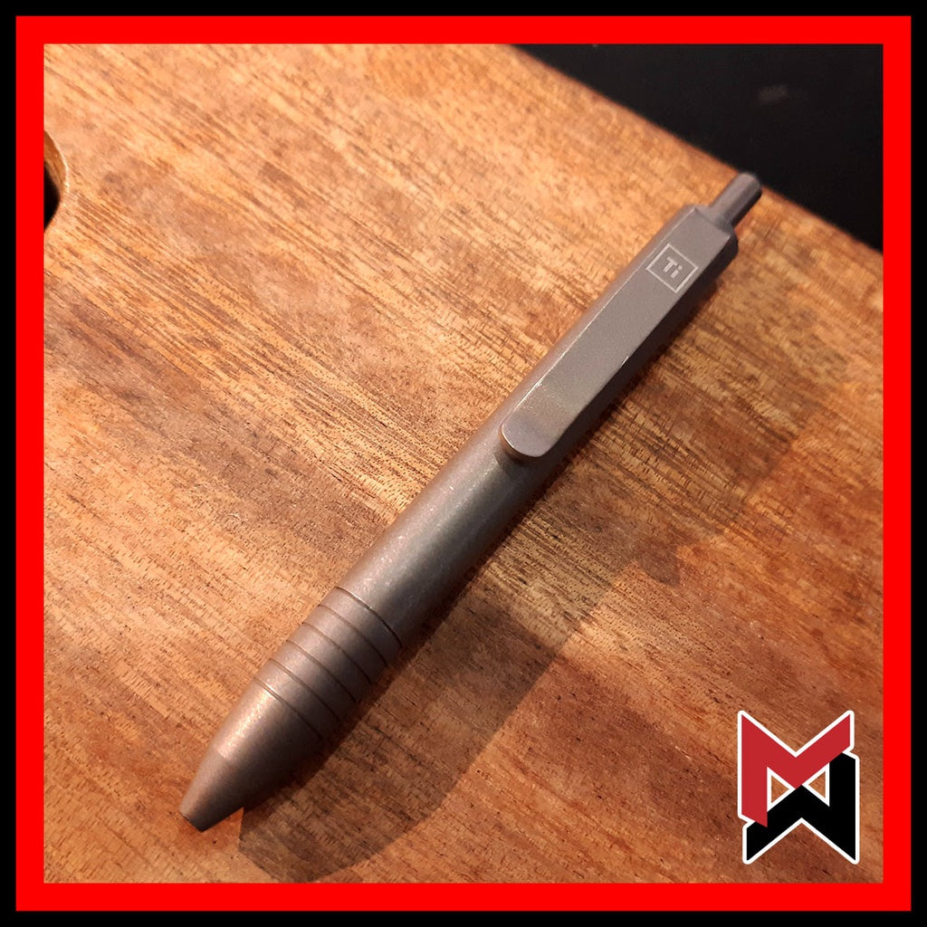 BIGiDESIGN - Ti Mini Click Pen - Stonewashed Titanium - Big Idea Design