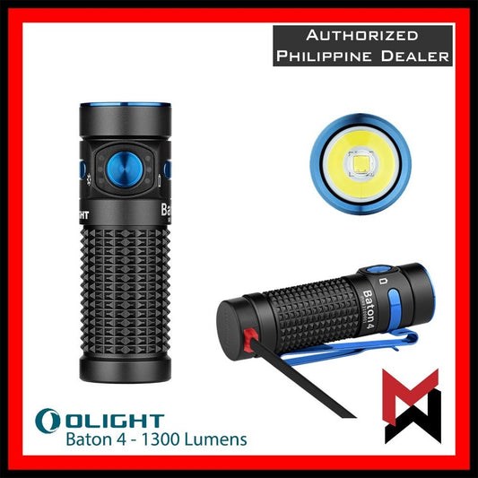 Olight Baton 4 - Black - S1R / Baton 3 Upgraded Version 1300 Lumens - LED Flashlight