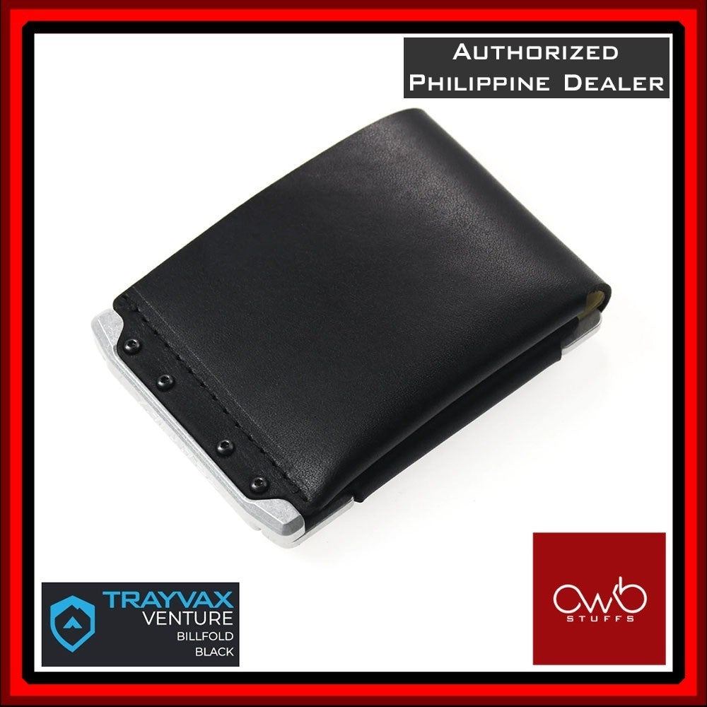 Trayvax Venture Billfold Wallet - Black - Minimalist Bifold EDC Wallet