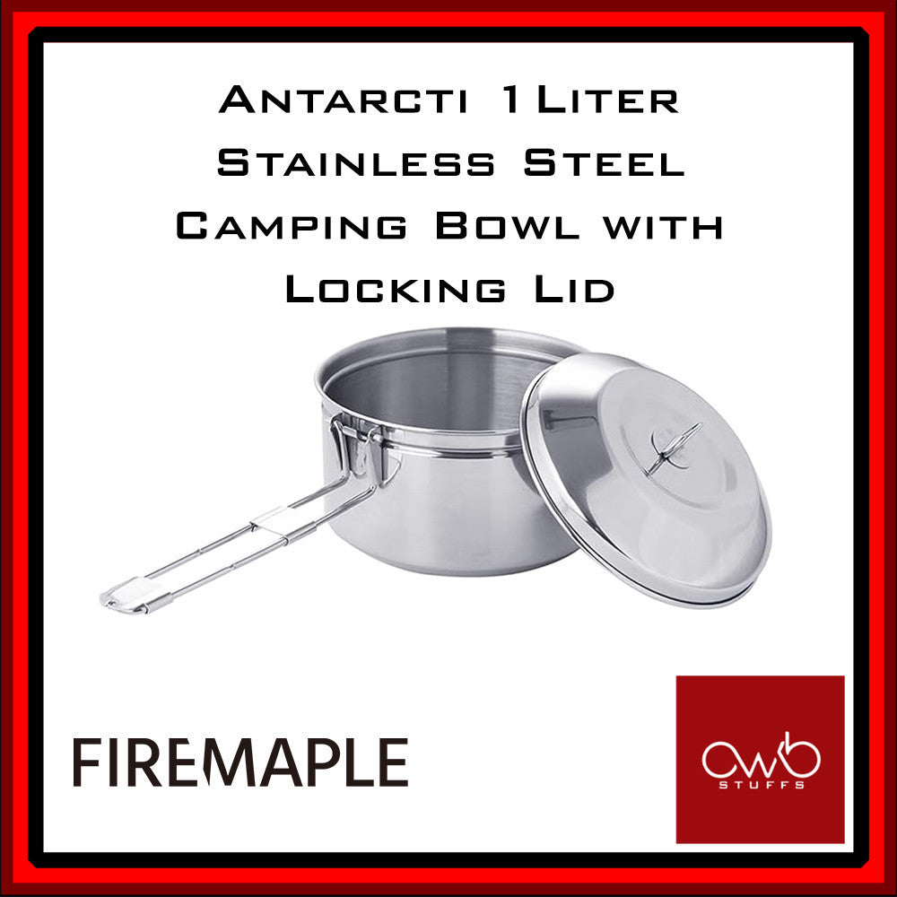 FireMaple Antarcti 1.0 Liter Stainless Steel Pot - Camping Bowls with Locking Lid, Camping Cook Pot