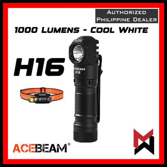 ACEBEAM - H16 - Outdoor Headlamp - 1000 Lumens 6500K Cool White Gray / Grey Led Flashlight