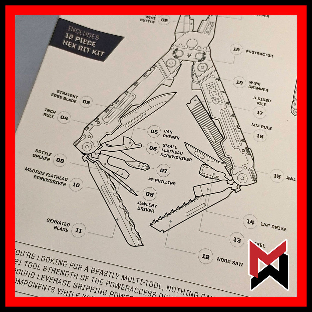 SOG - Power Access Deluxe + Hex Bit Kit + Sheath - Black - Multitool