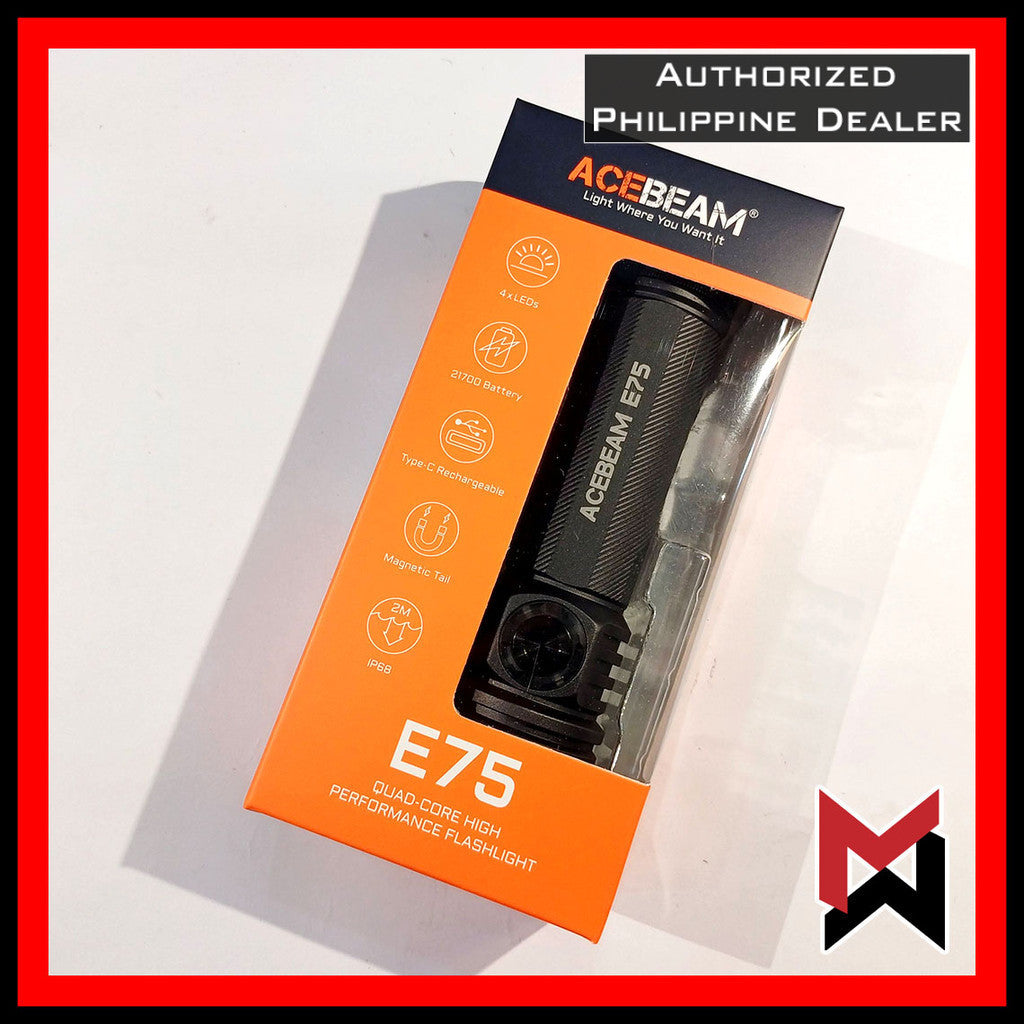 ACEBEAM - E75 - Quad Core LED Flashlight - Grey / Gray 6500k COOL WHITE - 4500 Lumens