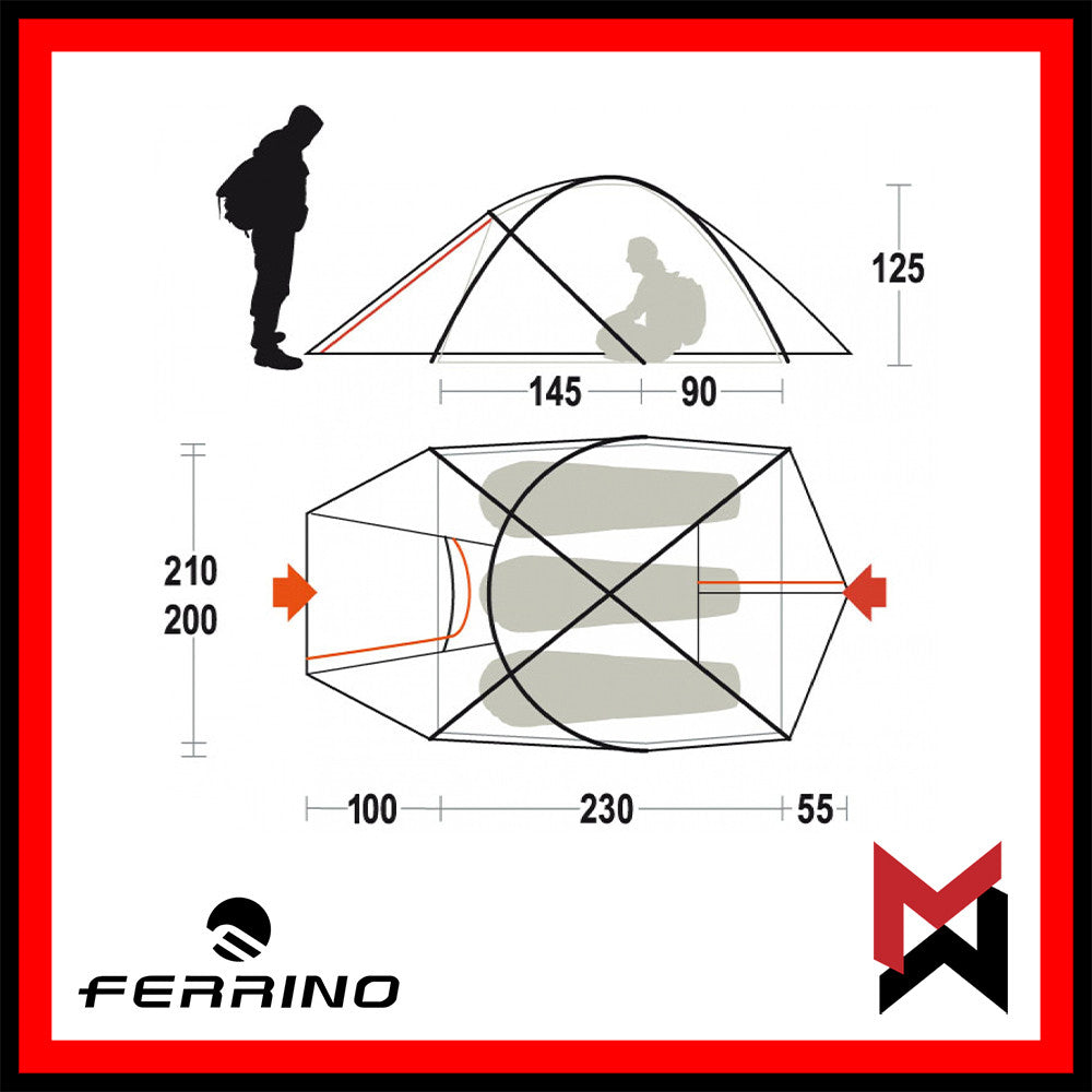 Ferrino Geo 3 Tent - Good for 3 - New Old Stock